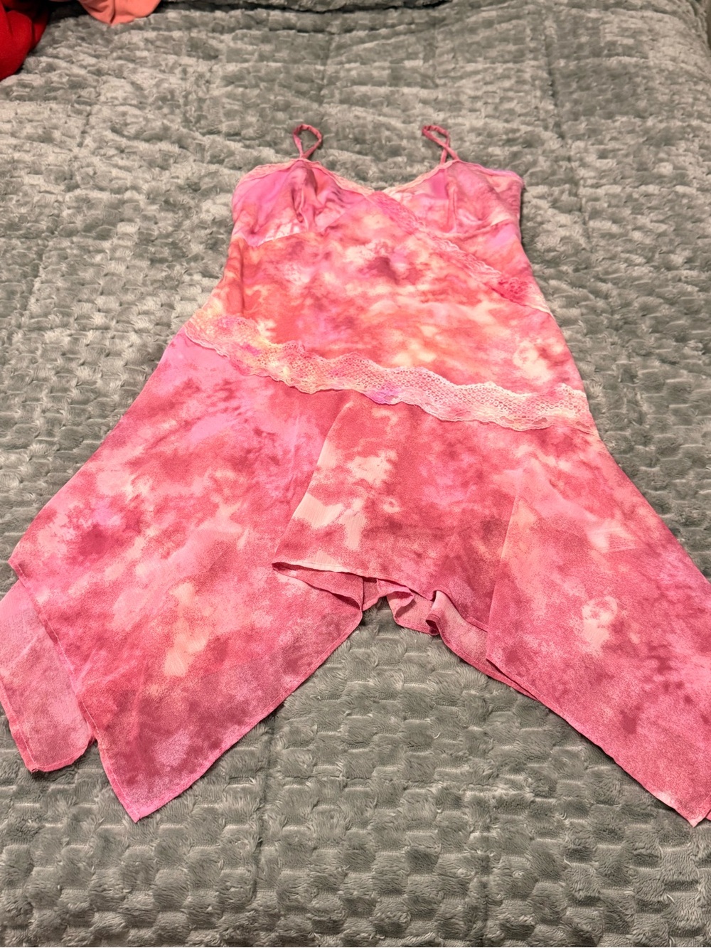 wild fable Pink Tie-Dye Lace-Trim Mini Dress